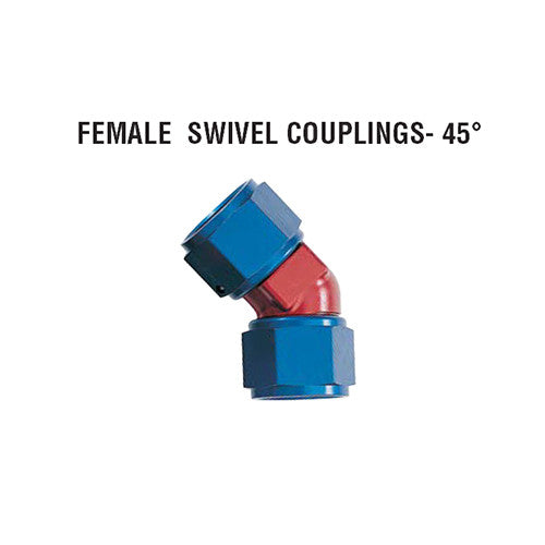 XRP 45° Female Swivel Couplings: Forged Style - Jimco Racing Inc