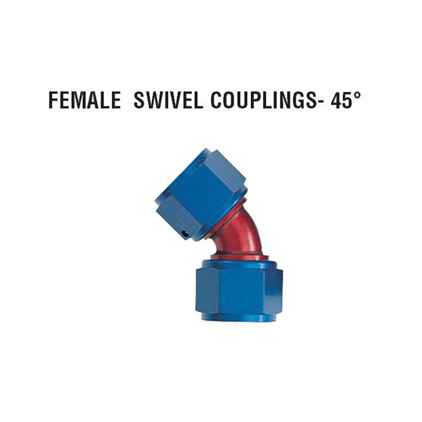 XRP 45° Female Swivel Couplings: Tube Style - Jimco Racing Inc