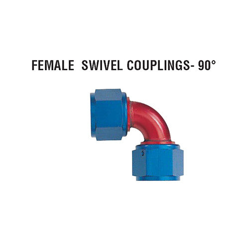 XRP 90° Female Swivel Couplings: Tube Style - Jimco Racing Inc